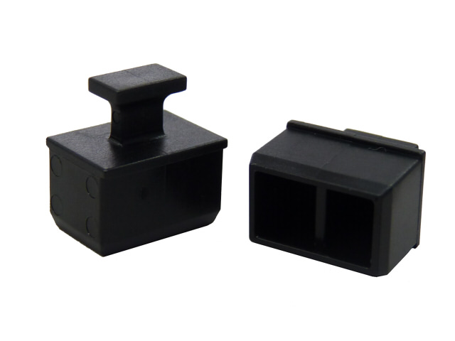 SFPACK-B1　SFP形状のケージ用キャップ(黒)　つまみあり　リブあり